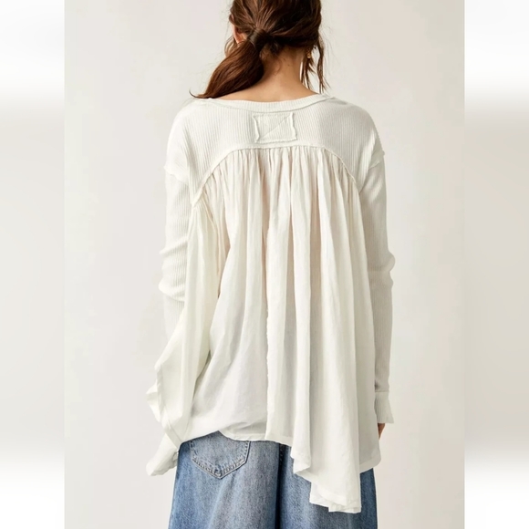 NEW Free People We The Free Lyrical Tunic Shirt Ivory White Size Small - Picture 3 of 12